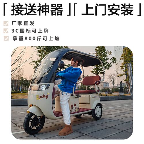 带雨棚电动三轮车一体棚老年人三轮电动车小型女士家用接送孩子代