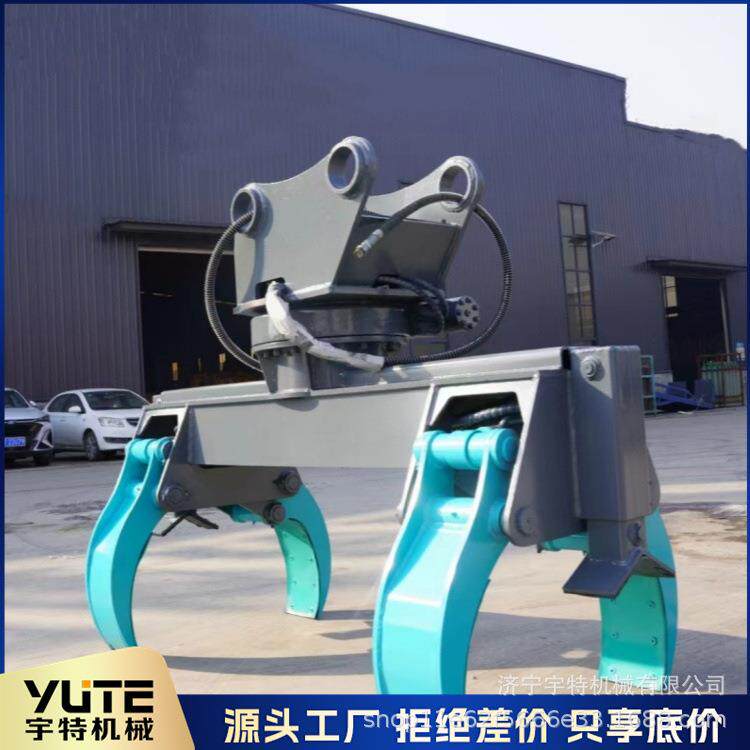 挖掘机抓电线杆360°旋转爪子抓电线杆子机器工程用电动抱夹电杆