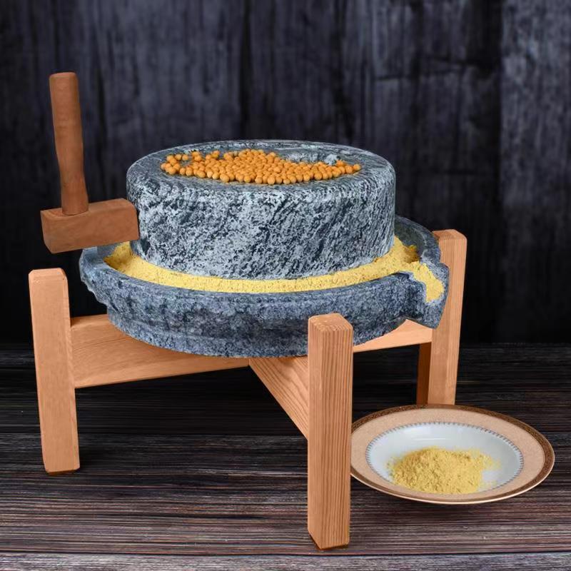 石磨盘小石磨 家用 青石磨盘老石磨豆浆机 手工家用小石磨摆件