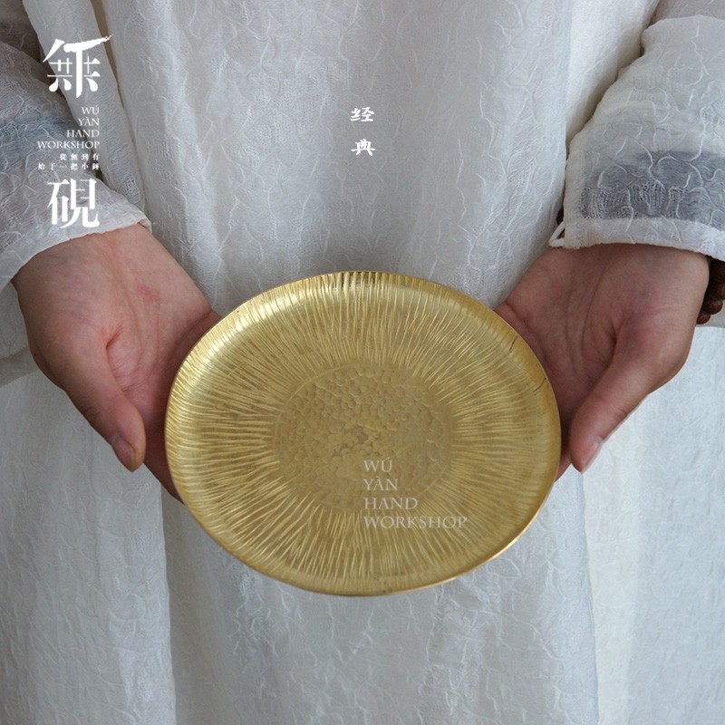 无砚纯手工黄铜壶承壶托非紫铜茶盘黄铜干泡盘干泡台养壶盘