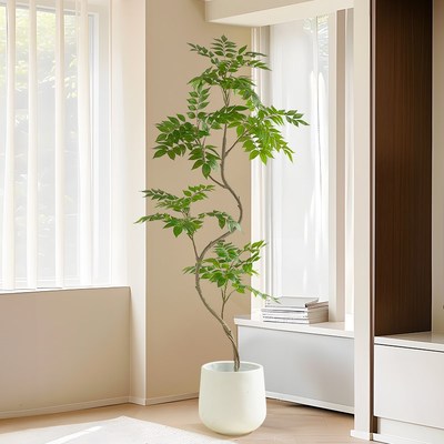 高品质轻奢件地绿植漆木树室内落真盆栽摆仿客厅装饰仿生假大植物