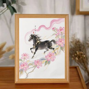 马到成功励志摆台相框飞花桌面生日礼物玄关客厅摆件字画框挂挂画