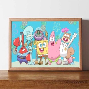 海绵宝宝比奇堡合照卡通动漫餐厅装饰画可爱相框摆台简约现代