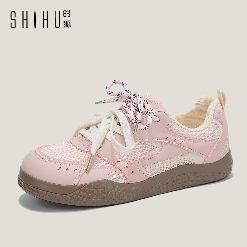 时狐韩版登山阿甘鞋透气网面百搭小白鞋时尚休闲德训鞋25新款