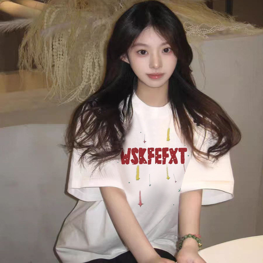 白色纯棉短袖t恤女2025新款夏季潮牌美式宽松T恤学生半袖上衣服