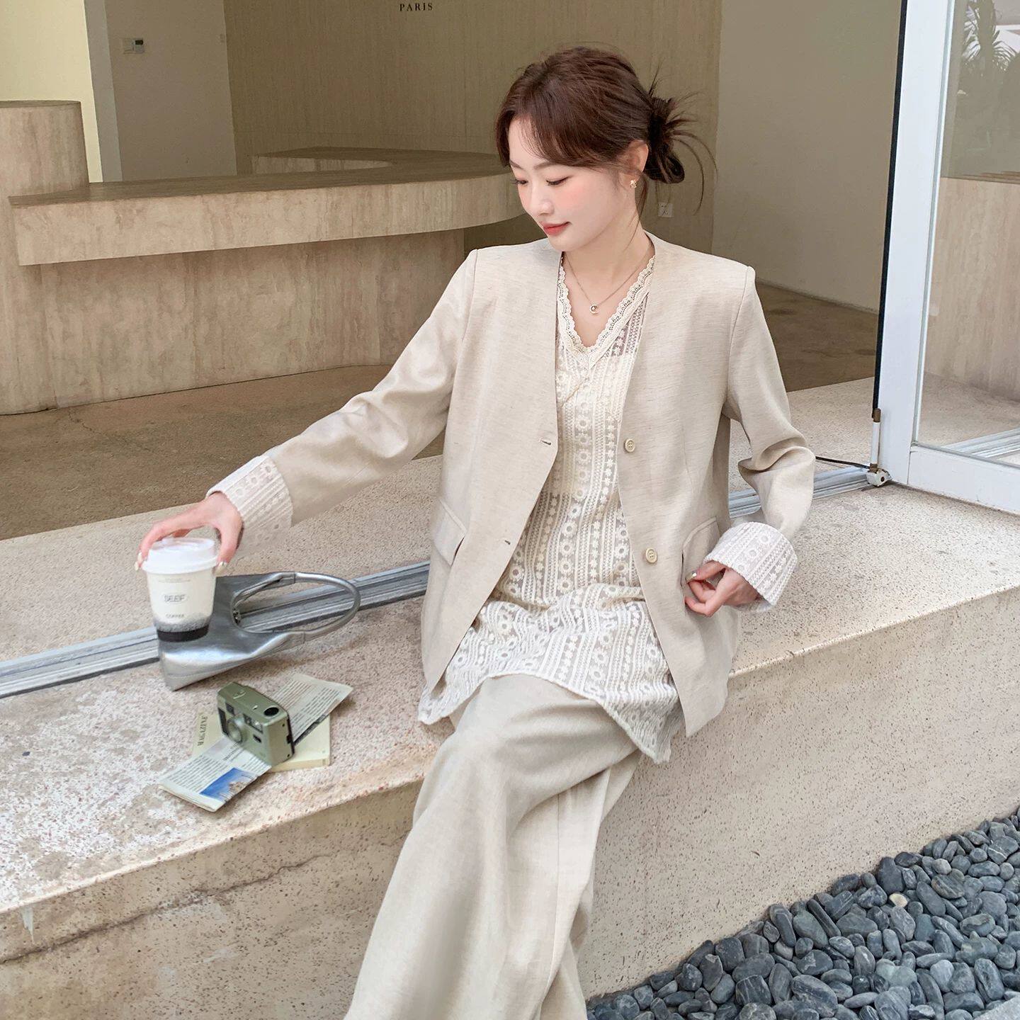 2026香风套装新款西装外套气质蕾丝三件套法式两件套女装超仙轻奢