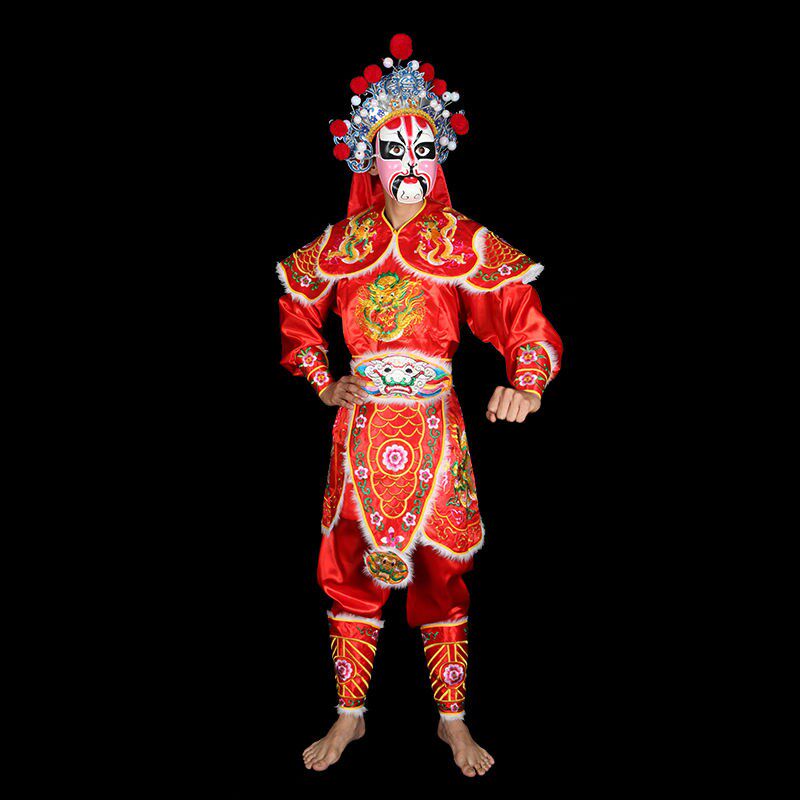 刺绣迎神队伍潮汕英歌舞营老爷服装饰巡游行武装战甲关胜太子小甲