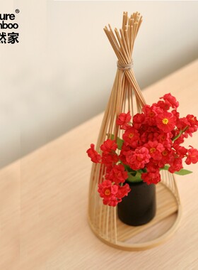 自然家创意竹丝花瓶摆马日厅房屋装饰客式插花办公桌摆件件尾花器