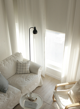 ns风格棉麻成品窗帘布白色日式亚麻遮光客厅卧室飘窗落地窗