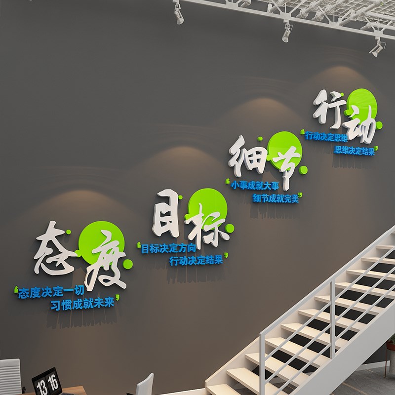 办公室楼梯墙面装饰台阶布置司背景形象企业文化团队励志标语贴纸
