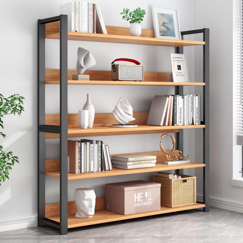 书架落地简约现代钢木多层储物架客厅铁艺展示货架书柜架子置物架