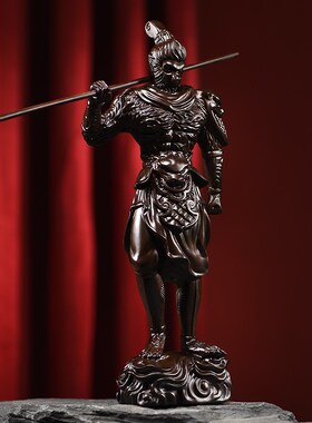 檀木雕摆件孙悟空客厅书架实木头雕刻齐天大圣办公司装饰开业礼品