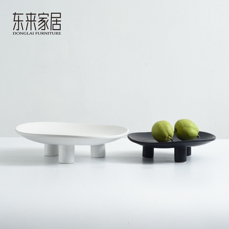 东来家居不规则圆形果盘摆件现代简约样板间客厅餐桌家用装饰托盘