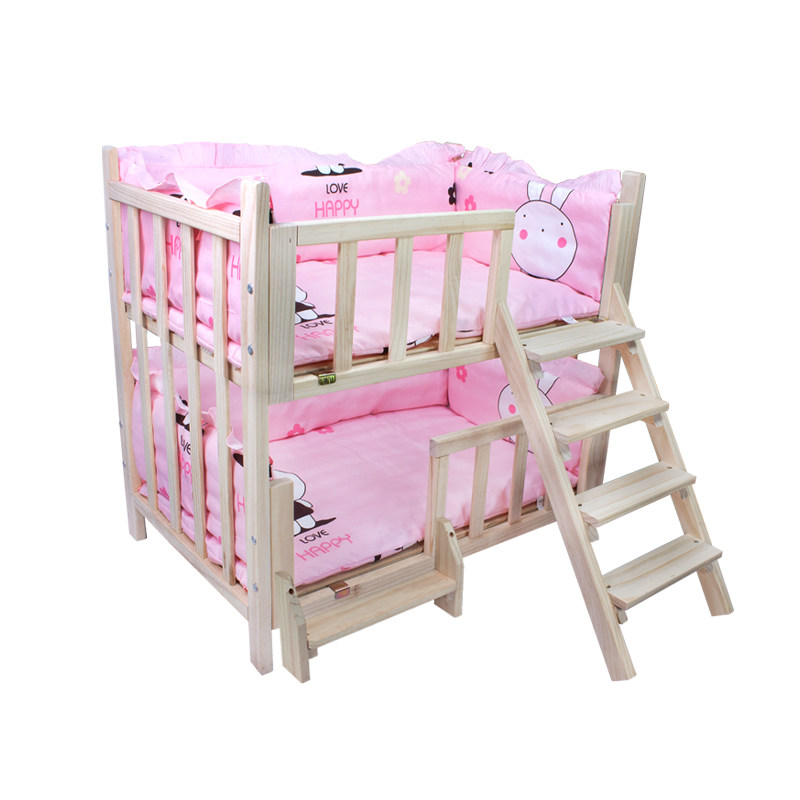 狗窝迪床实木宠物床双层床上床铺原木宠物床猫窝猫床泰狗下比熊床