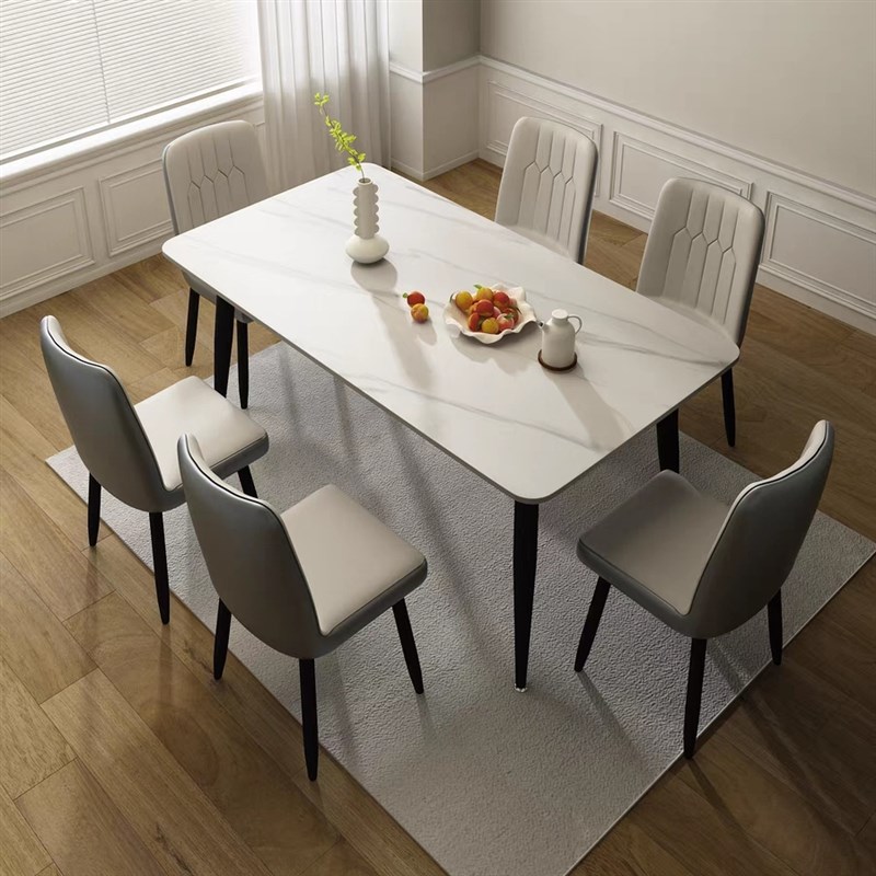 家用餐桌组合简约现代轻奢小户型吃饭桌子椅子长方形饭厅饭店桌椅