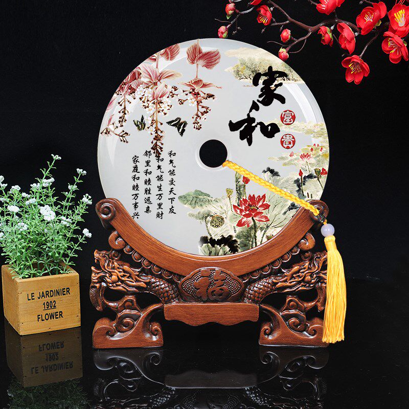 新精品平安扣摆件玉石客厅中式家居电视柜玄关装饰搬家礼物