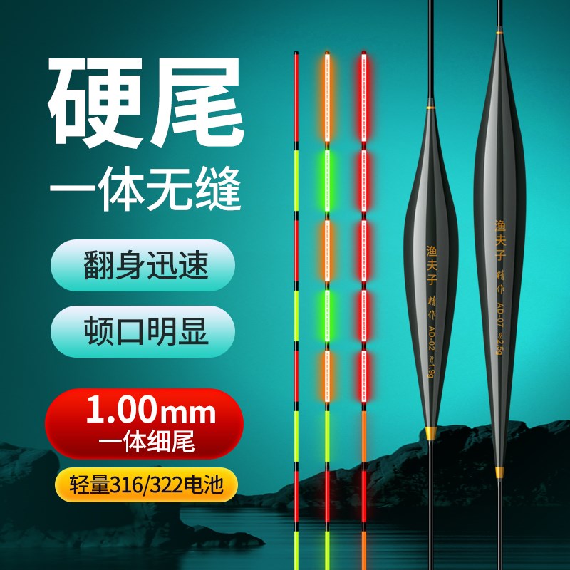 一体电子漂6极细硬尾夜光漂高灵敏鱼漂日夜两用鲫鱼鲤鱼浮漂