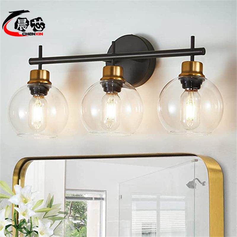 美式镜前灯圆形玻璃壁灯现代简约卫生间梳妆台双头三头四头款