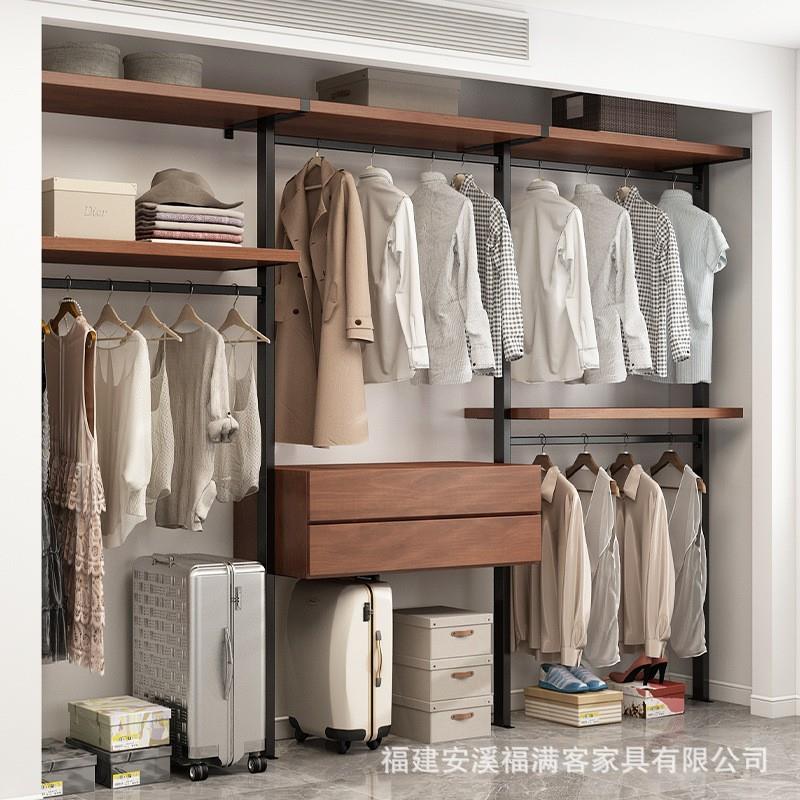 金属衣柜开放式卧室高级感落地铁艺挂衣架步入式衣帽间挂墙衣架