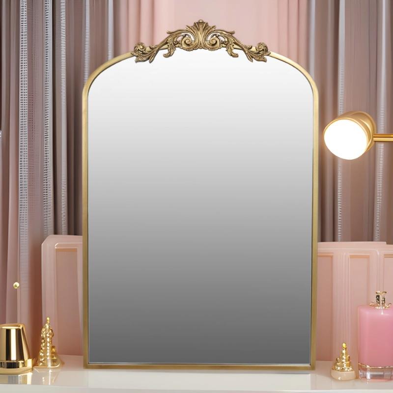 欧式化妆镜雕花壁挂梳妆镜挂墙浴室镜玄关网红装饰镜女神壁炉镜子