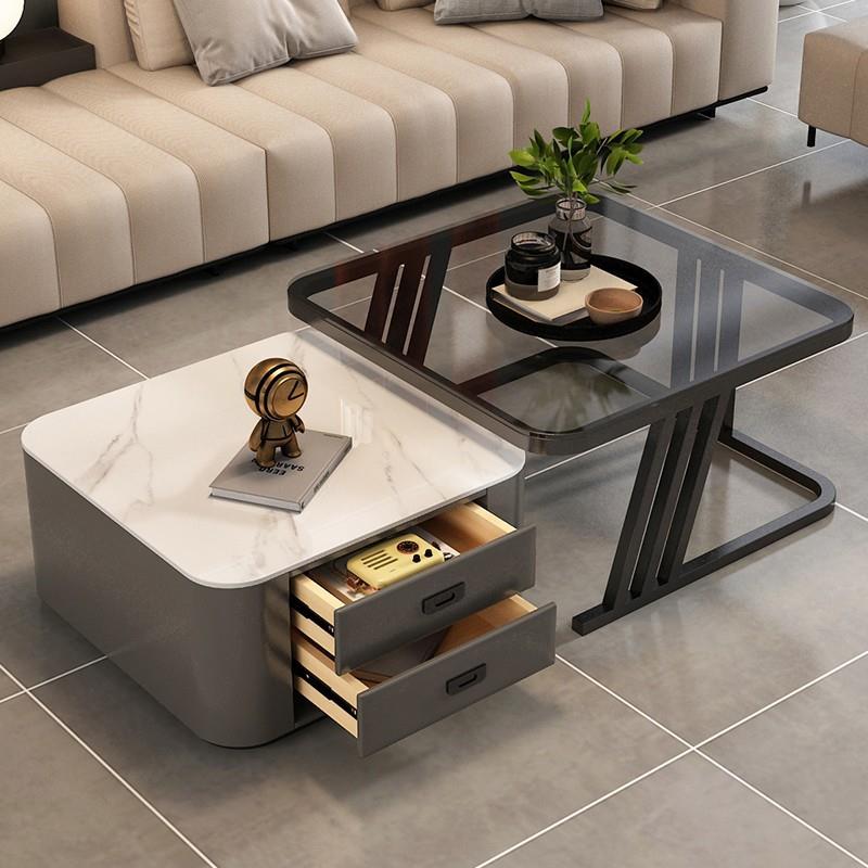 客厅家用2025新款小户型茶桌极简轻奢高级感简约意式折叠岩板茶几