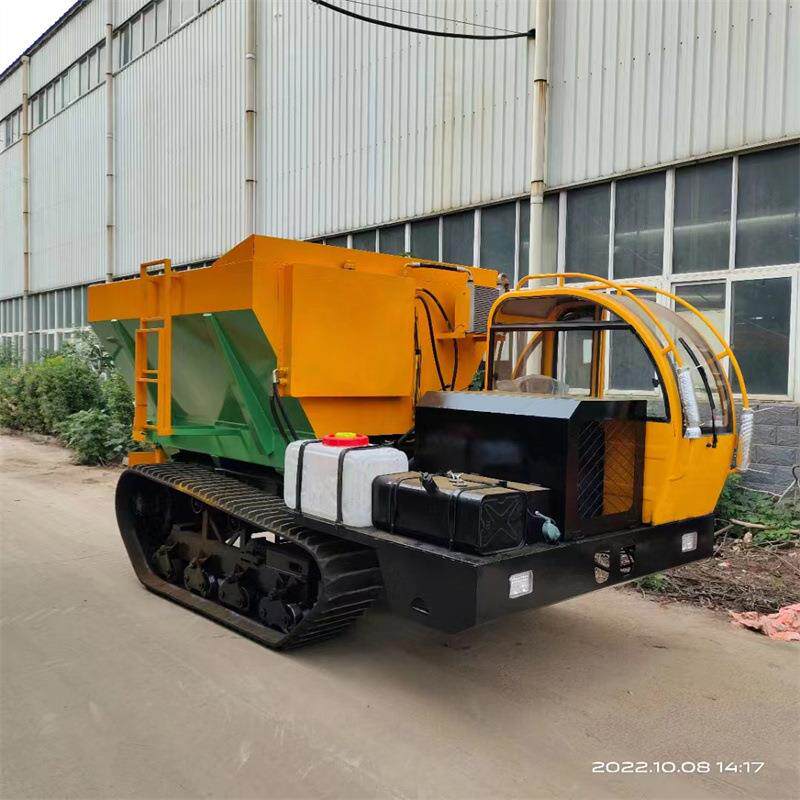 3方液压履带撒粪车全地形履带式撒肥车大棚农家肥圆盘撒粪车