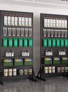 06YM落地洞洞板带轮子饰品袜子展览挂货架五金工具置物架收纳配件