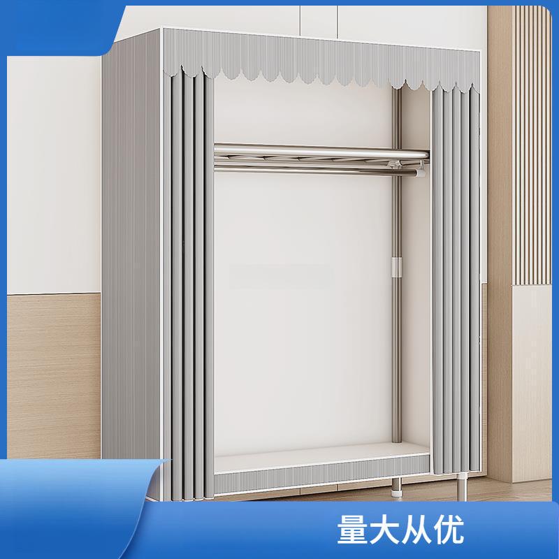简易衣柜组装结实耐用出租房用布衣柜加厚加粗全钢架柜子卧室风灵