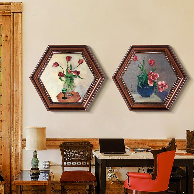 美式客厅挂画复古餐厅装饰画玄关走廊欧式花瓶卧室床头壁画