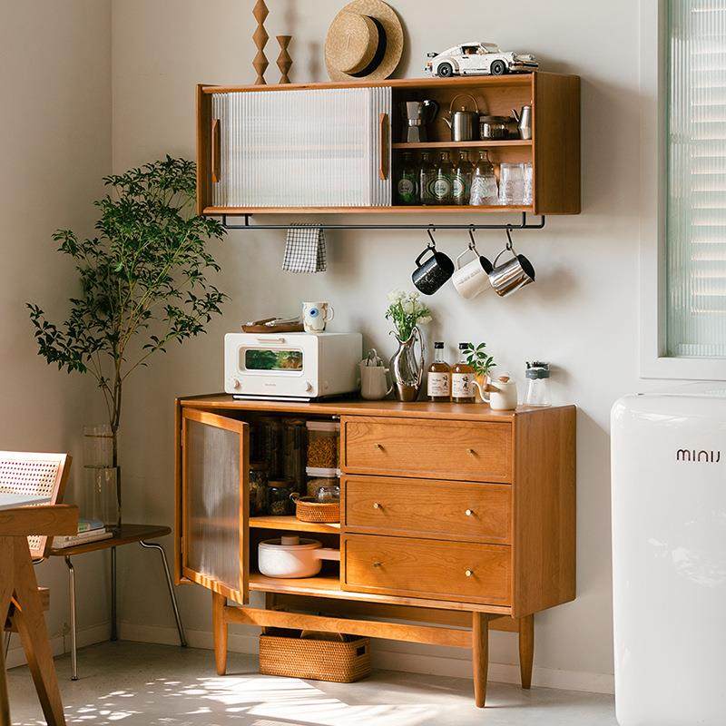 北欧实木餐边柜日式客厅樱桃木操作台家用小户型靠墙收纳储物柜,居家布艺,入户地垫,淘宝优惠券,粉丝福利购,淘宝优惠卷