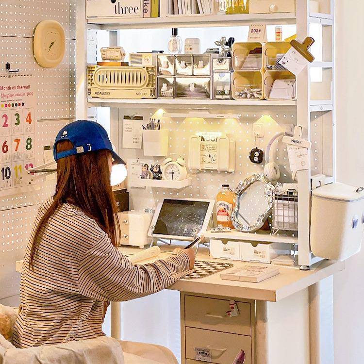 桌面改造洞洞板书桌电脑桌装饰隔板收纳挂钩配件墙上搁板置物架