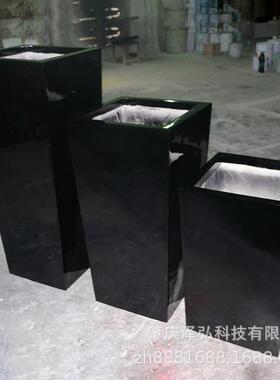 玻璃钢方形花钵组合黑色花箱可印logo户外街道种植花槽花箱盆