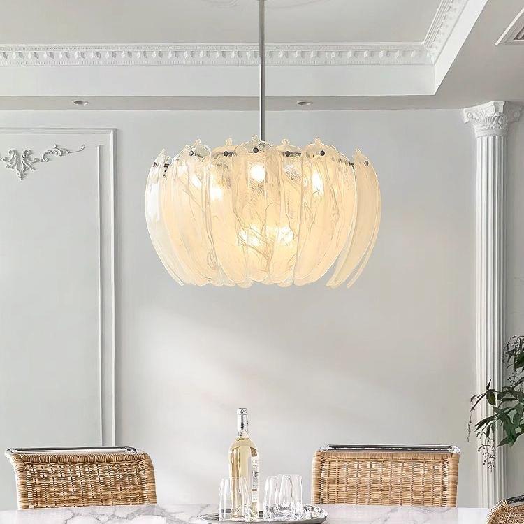 云雾餐厅灯法式客厅氛围感简约现代玻璃卧室主灯2025新款玻璃吊灯