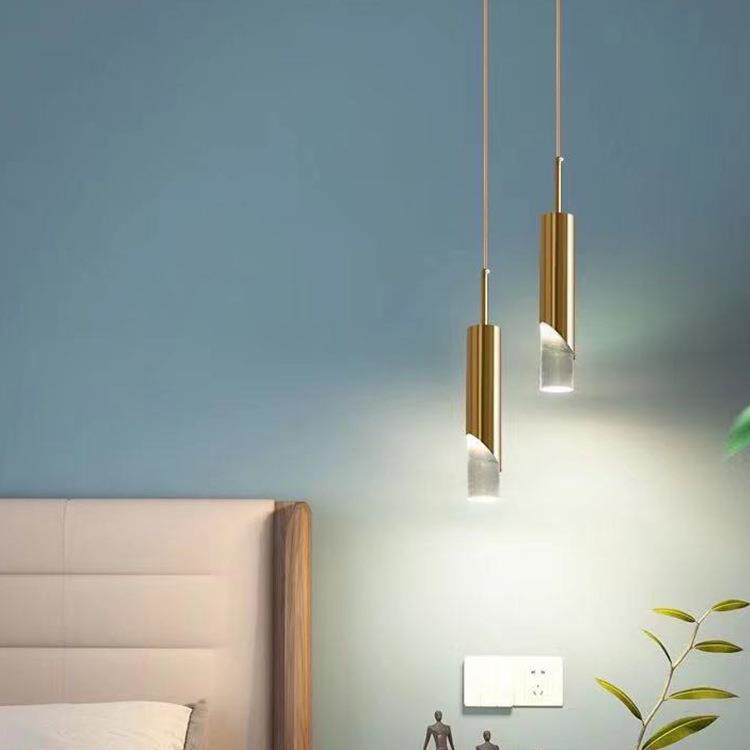 卧室床头吊灯现代简约轻奢网红水晶吧台餐厅小吊灯长线极简吊线灯