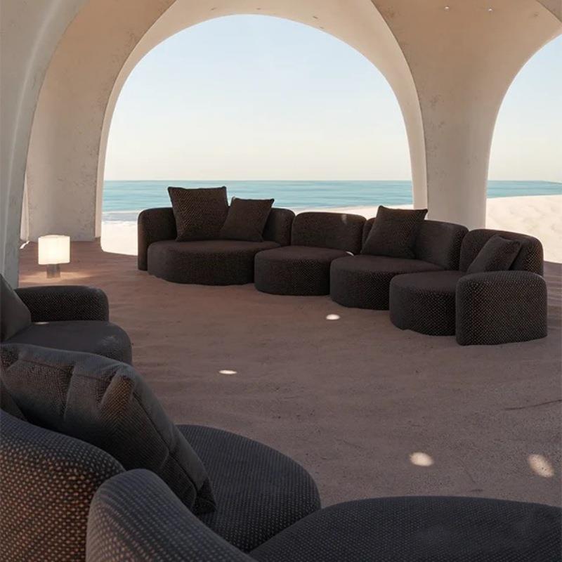 现代风极简客厅克里特沙发十五度系列别墅大平层弧形沙发组合整装