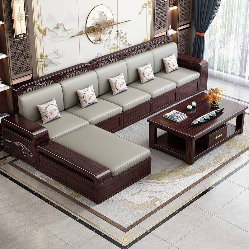 紫金檀木实木沙发组合家用客厅中式冬夏两用储物新中式沙发小户型