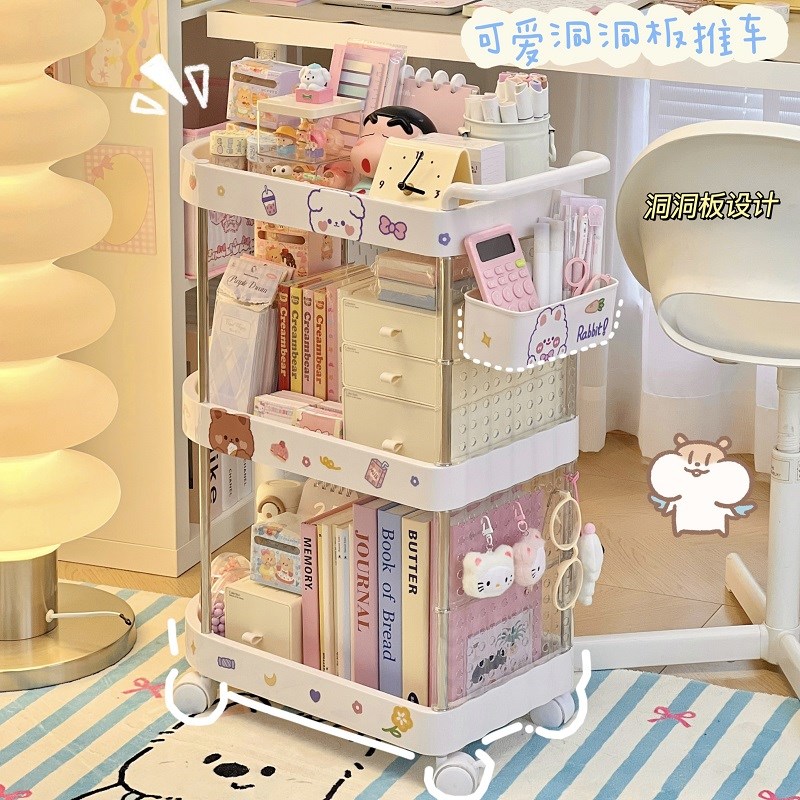 家用小推车杂物零食品整理桌下手推车收纳架宿舍可移动