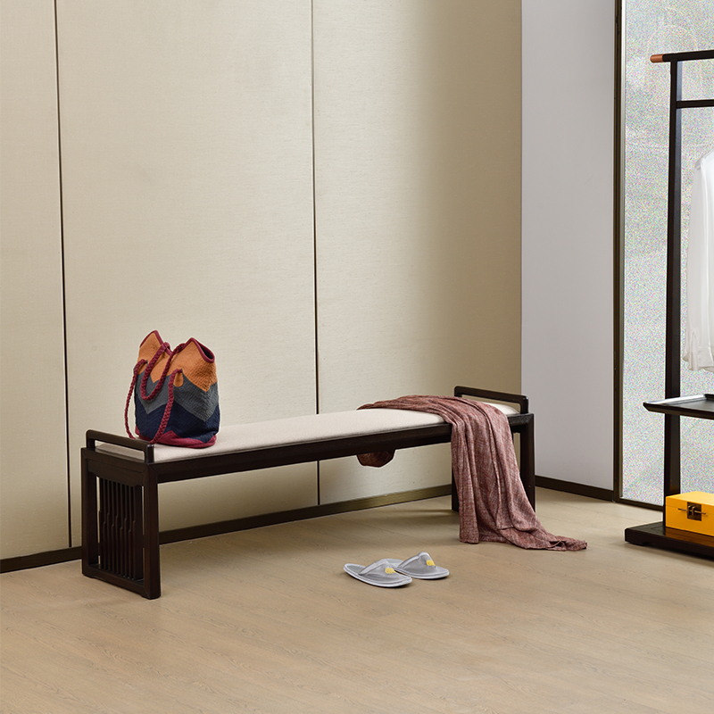 新中式全实木床尾凳主人房床尾长凳衣帽间简约换鞋凳沙发凳白蜡木