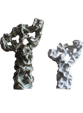 样板间书房博古架家居软装饰品 现代新中式太湖石假山陶瓷摆件