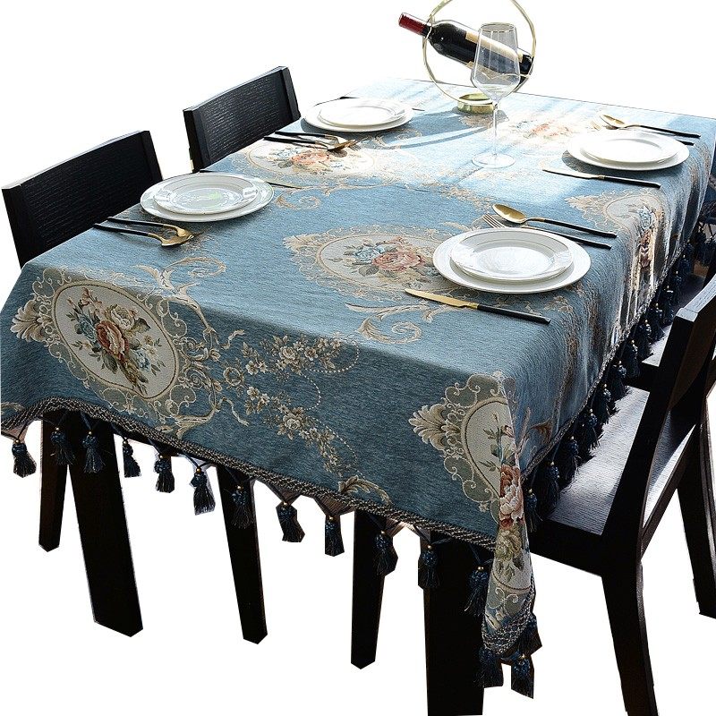 餐桌布桌布布艺欧式长方形客厅家用正方形茶几台布雪尼尔蓝色桌垫,居家布艺,桌布,淘宝优惠券,粉丝福利购,淘宝优惠卷