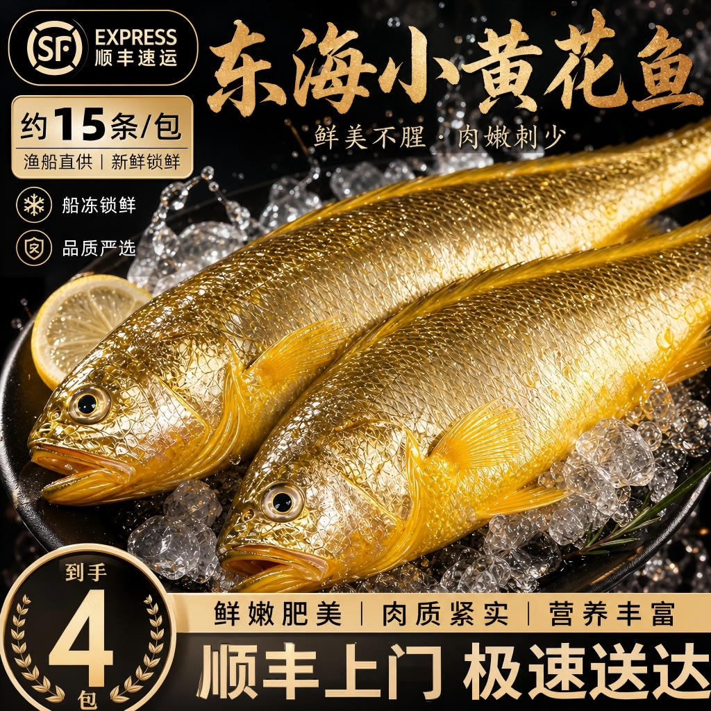 小黄花鱼新鲜海捕冷冻大野生小黄鱼深海鱼鲜活海鲜水产烧烤商用