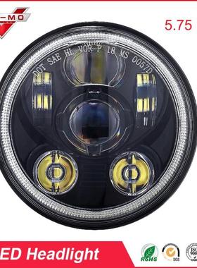 5.75寸新款大灯适用于哈雷远近光前照灯改装机车led45W带圈日行灯