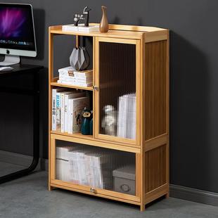 书架书柜置物架带柜门储物柜一体格子柜展示柜落地多层客厅置物柜