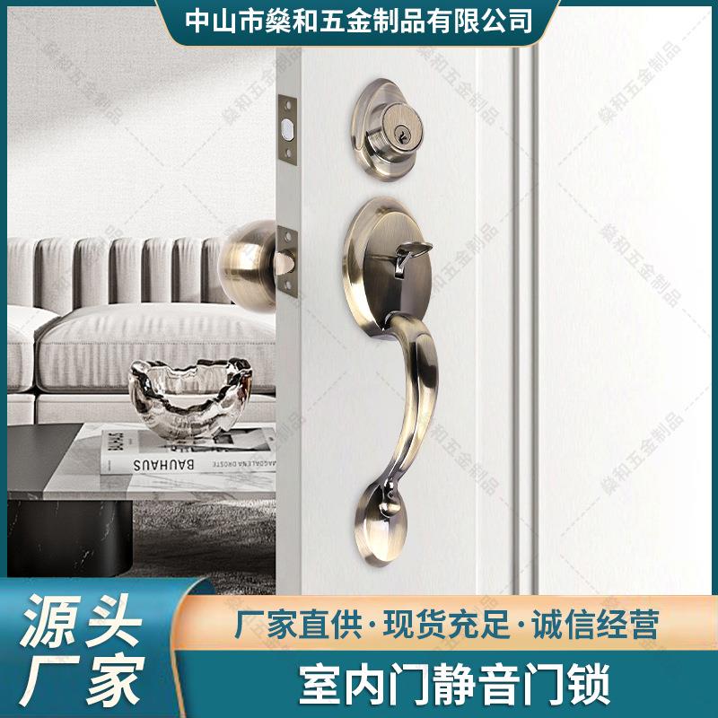 锌合金大拉手锁6070可调节单开室内房间门把手别墅门锁定制