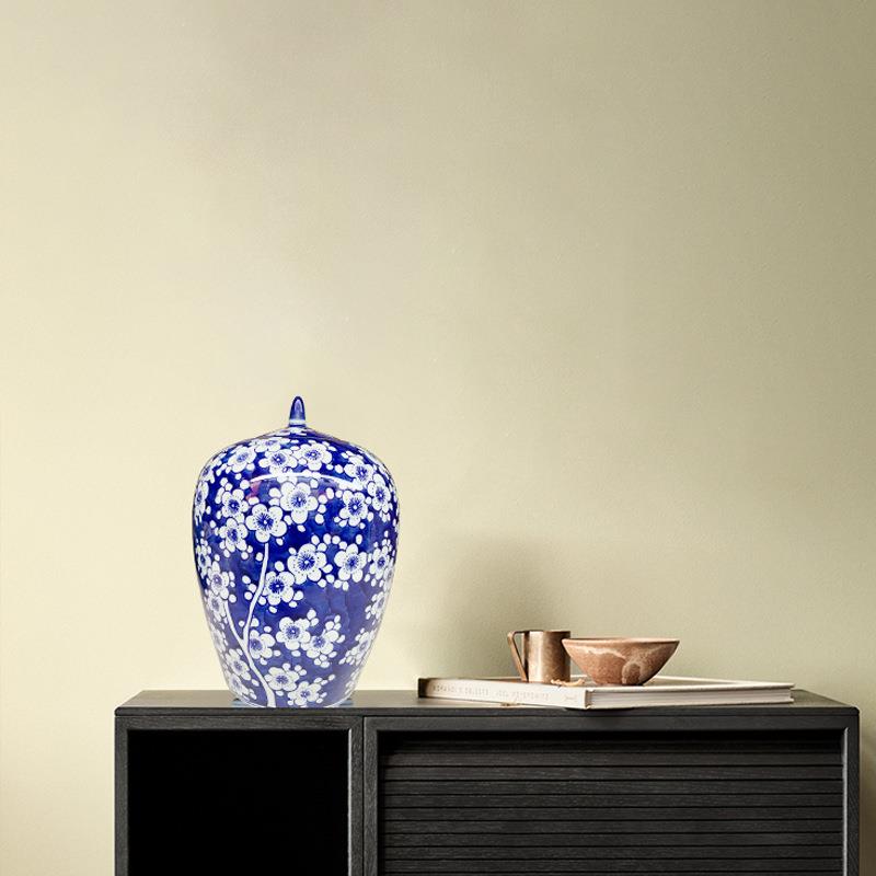 青花瓷花瓶新中式花器台面花插插花复古摆件陶瓷储物罐
