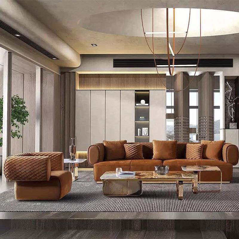 意式轻奢设计家用布艺沙发现代简约创意艺术高端别墅客厅多人沙发