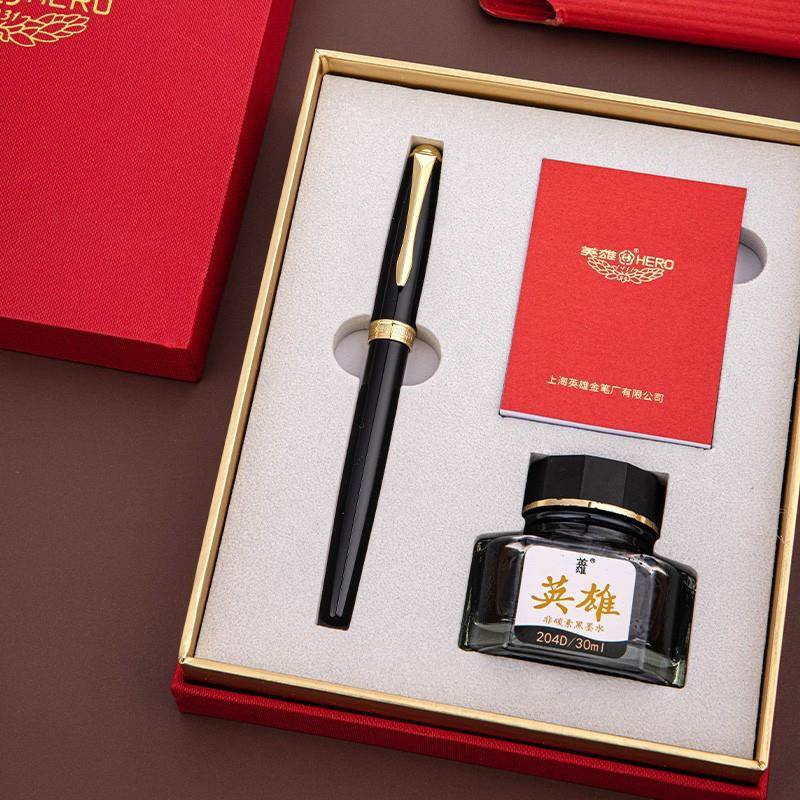 英雄钢笔850铱金笔墨套装便签纸商务办公用送礼金属墨水笔可刻字