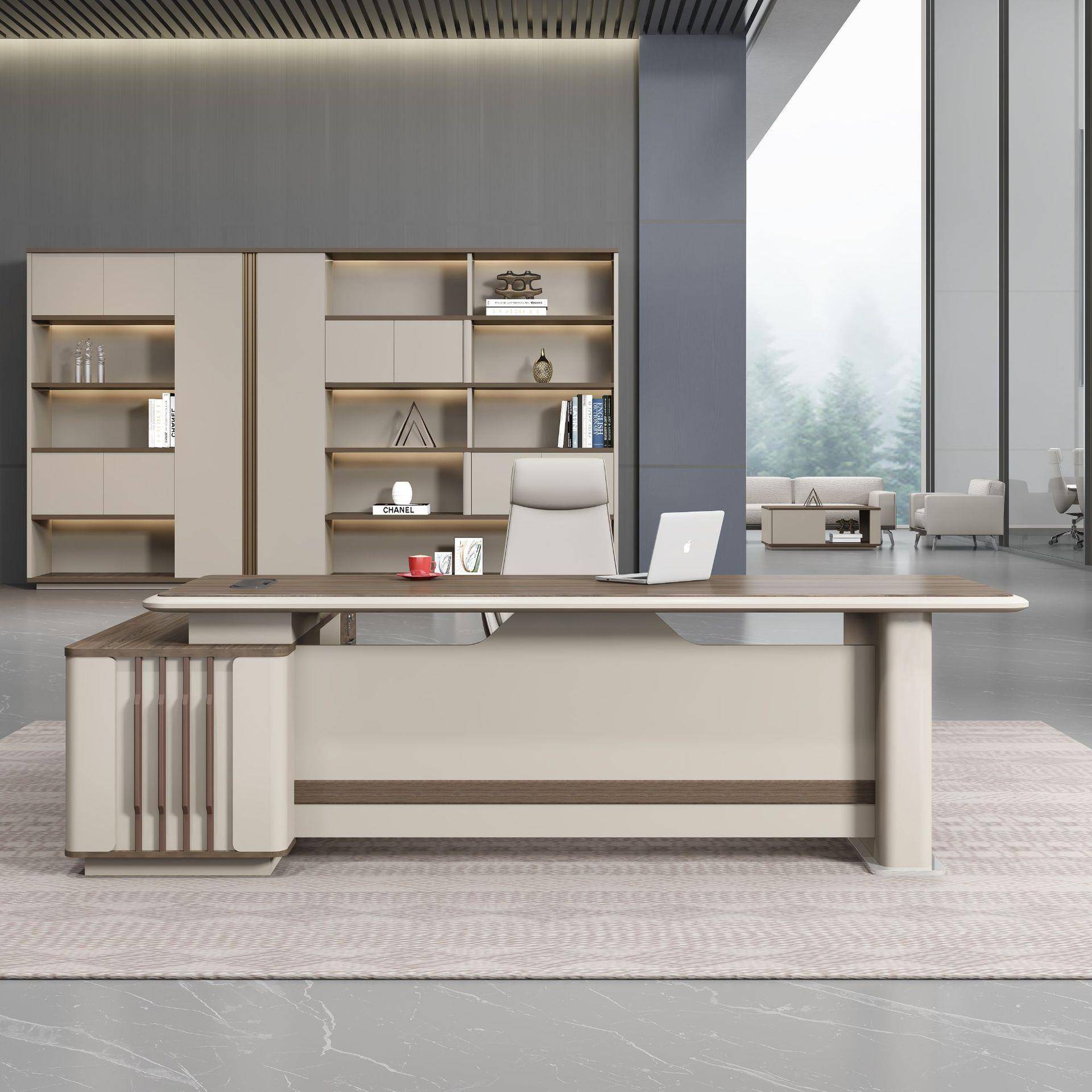 老板桌烤漆班台大班桌经理桌主管桌总裁桌简约现代轻奢风格大班台