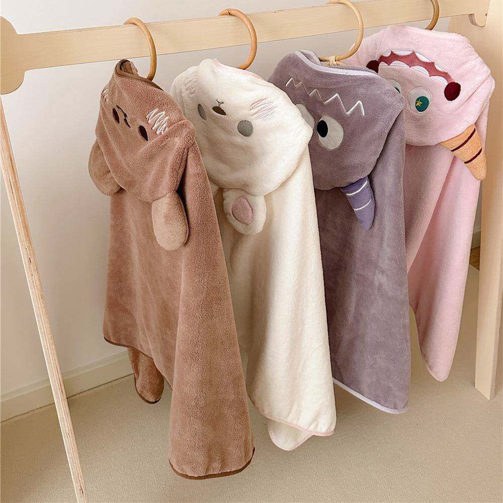 可爱卡通戴帽毛巾浴巾吸水纳米防滑纱速干家用儿童成人洗澡裹巾