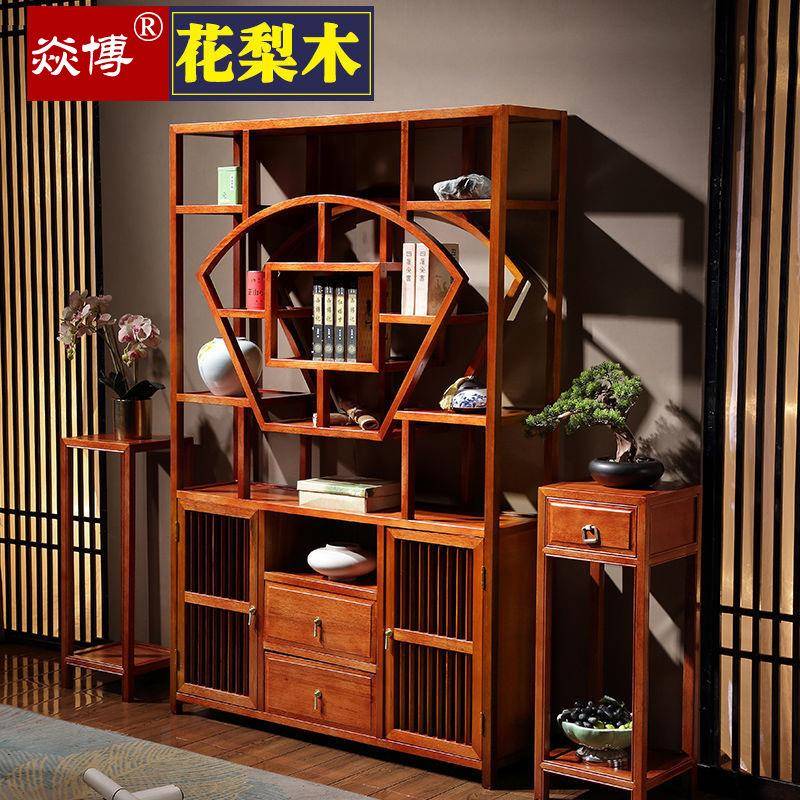 格木博古架组合实木置物架茶室屏风断隔古董展式柜中式仿古多宝阁